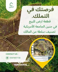  1 3 دنمات للبيع في الامريكية-جنين عند الالتفافي