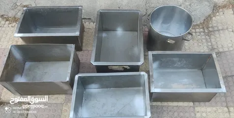 1 عدد 6 اوعية ستينلس ستيل ثقيلة مقاس 60×40 سم
