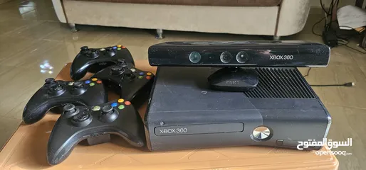  6 Xbox 360 slim with Jtag + Kinect مستعمل بحالة ممتازة مع 3 ايدي شغالة 198 لعبة