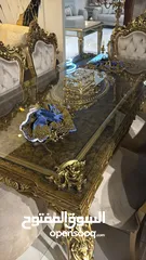  4 غرفه سفره فخمه مصريه حفر يدوي  ملبس ورق الذهب  استيراد مصر