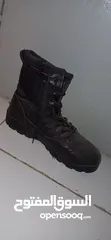  1 black long army boots