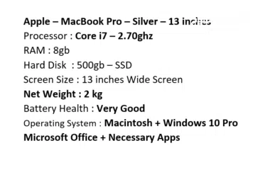  5 Apple – MacBook Pro – Silver – 13 inches