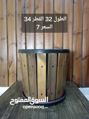  3 قواوير ميناوي للزراعة شغل يدوي بلاستيك ملبس خشب سويد مثبت ببراغي
