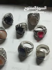  3 خواتم فضه احجار اصلي
