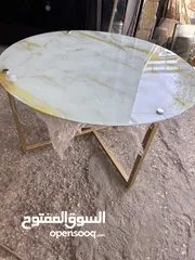  3 طاوله وسط وجه رخام مع زجاج سيكوريت