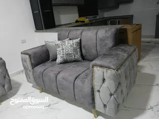  2 طقم كورنر تفصيل خشب لاتيه وقراط اسفنج ضغط عالي اسفنج تركي  قماش مخمل ووتر بروف   كابتونيه كامل