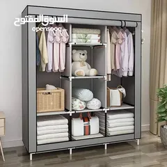  1 خزانة ملابس هيكل معدني قوي قماش كتان وتربروف بتحمل اوزان متنقله