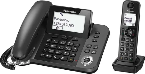  2 هاتف ارضي سلكي + لاسلكي بناسونك صناعة ماليزيا نظام راقي جدا  KX-TGF310