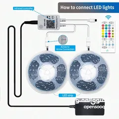  2 حبل Led طول 10 متر RGB LED تحكم بجميع الاوان وشدة الضوء وتحكم بالطول المناسب وباقل سعر