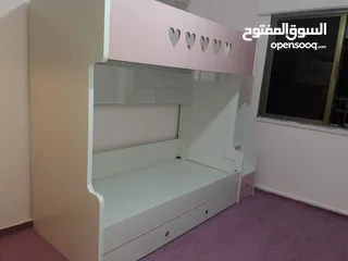  9 تخت طابقين ثلاثي مكفول 5 سنوات بحمل 150 كيلو  الخشب لامنيت مسمك ع خمالتين 3.5 سم