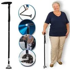  11 العكاز المريح رباعي الارتكاز سهلة الطي مع  صوت انذار عكاز عكازه عكازة