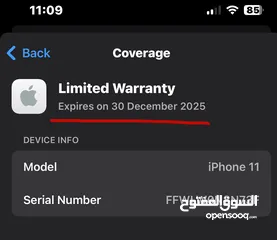  2 iPhone 11 (128 GB) battery 100%  ايفون 11 جديد مشغل 13 يوم فقط لا غير  كفالة لـ30/12/2025 من الشركة