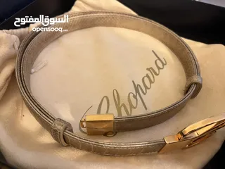  3 حزام  Chopard Chopard Metallic Gold Python Embossed Leather Miss Happy Belt 115CM