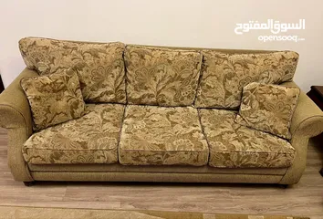  2 غرفة صالون كاملة متكاملة ( كنبيات وسجادة و برداي). مستعملة سنة واحدة فقط. .