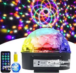  6 سماعة بلوتوث كرة اضاءه ديسكو المتحركه  و الملونه تحكم ريموت مدخل فلاشه و كرت مموري  ومكان تعليق حائط