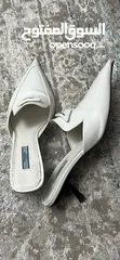  1 Prada White Mules (Pointed Toe, Kitten Heel, Size 39.5)