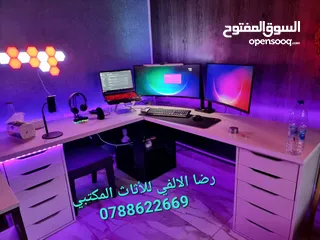  2 طاولة مكتب جيمنج زاويه مميزة بعدة الوان وقياسات حسب طلبك التوصيل والتركيب مجاني لعمان والزرقاء