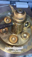  4 صنيه مع فناجينها نحاس صنع مصر