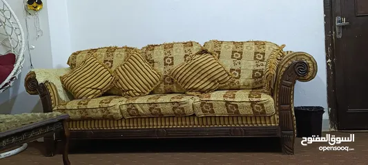  3 طقم كنب ب7مقاعد خشب سويد