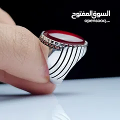  1 خواتم فضه بحريني ثقيل وعقيق يمني اصلي