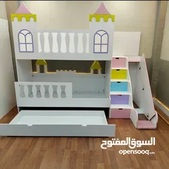  20 تخت طابقين ثلاثي مكفول 5 سنوات بحمل 150 كيلو  الخشب لامنيت مسمك ع خمالتين 3.5 سم