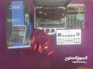  3 كرت صوت مع مايك سنهايزر اصلي مع مكسر صوت مع سماعات مع الاسلاك