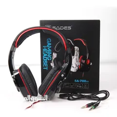  1 سماعات رأس هيدسيت سيدس جيمنج سلكي للكومبيوتر و البلي ستيشن SADES SA-708GT GAMING HEADSET