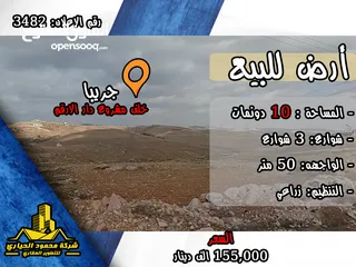  1 رقم الاعلان (3482) أرض للبيع في جريبا خلف مشروع الارقم اطلالة بانوراما