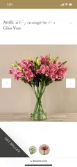  1 زهور صناعية ليلي لون زهري في مزهرية زجاجية ، حجم كبير ، جديدة وغير مستعملة، هدية غير مرغوبة