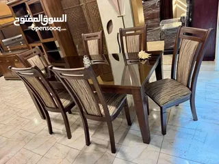  3 غرفة فة سفره 6 كراسي خشب بلوط وتك