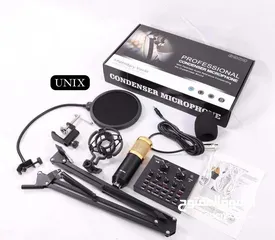  1 ميكروفون مكثف Condenser microphone   With amplifier & stand