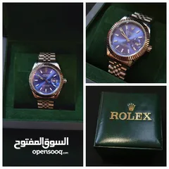  6 ساعة ROLEX رولكس تقليد الأصلي و لون ازرق نادر + علبة رولكس + كيس رولكس ...قابل للتفاوض