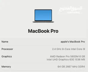  5 Macbook Pro 2019 16 Inch ماك بوك برو مستعمل بحالة ممتازة جدا جداً