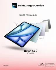  1 IPAD AIR 7 m3 128 GB new  ايباد آير 7 معالج m3 128 جيجا  جديد كفاله الوكيل 12 شهر