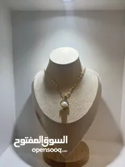  2 عقد مطلي ذهب مع لؤلؤ