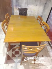  6 طاولة طعام زان مع 6 كراسي جديدة  صناعة اندونسيا