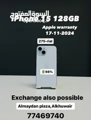  1 iPhone 15 -128 GB - Good phone - Best working - Apple warranty 17/11/24 -98% BH