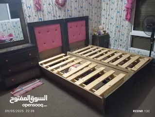  2 غرفه نوم بنات تختين مع خزانه وتسريحه
