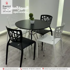 3 طاولة خشب دائرية أرجل كروم
