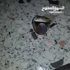  1 خاتم فضة به حجر كريم عقيق يماني اصلي