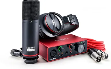  1 طقم كرت صوت سكارلت مع ميكرفون وسماعة اصلي Scarlett SOLO Studio Audio Interface a