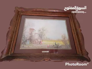  2 لوحة زيتية فرنسية قديمة عدد 2 ضمن برواز خشب رائع موقعين Ramadier