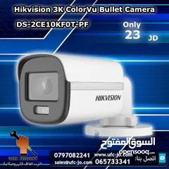  1 كاميرا Hikvision 3K  خارجي برؤية ليلية ملونة  ColorVu  موديل DS-2CE10KF0T-PF