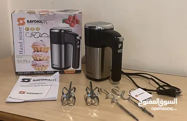  1 خفاقة sayona hand mixer مع مضارب خفق ومضارب عجن