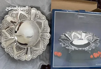  1 Silver plated dish antique finish  ‏طبق أنتيك مطلي فضة