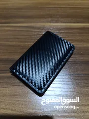  20 حافظة بطاقات معدن مع محفظة جلد مميزة لون اسود كاربون فايبر مميز