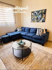  1 L shape sofa set +cushions+table+carpet+blind