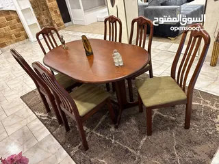 6 طاولة سفره 6 كراسي خشب تك
