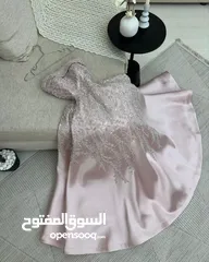  4 فستان سهرة او اعراس فخم لون زهري طويل بدون اكتاف