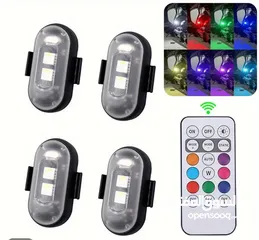  1 مجموعة أضواء RGB LED مكون من 4 قطع (مع جهاز تحكم عن بعد)